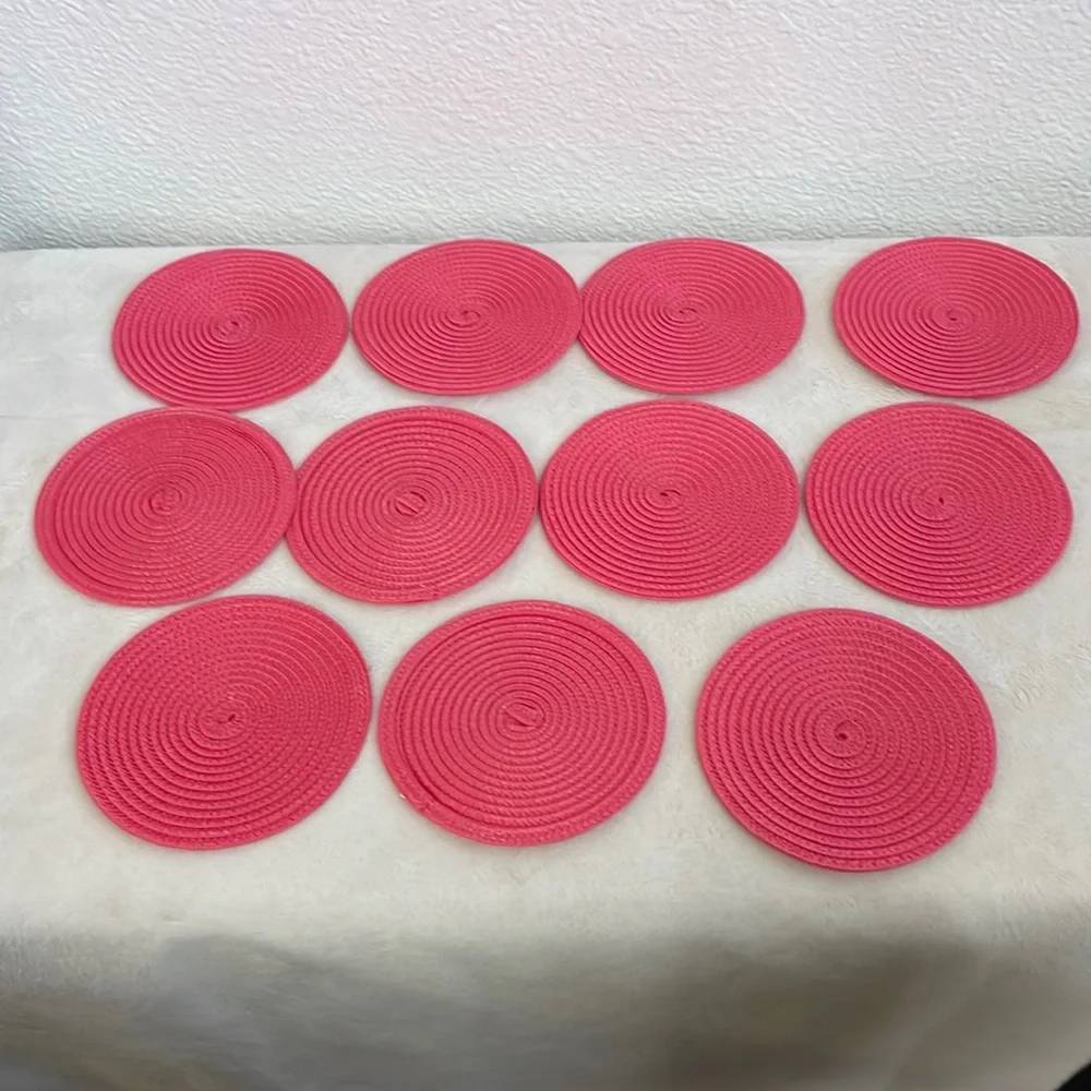 IKEA Barbie pink round rattan coasters (lot of 20)